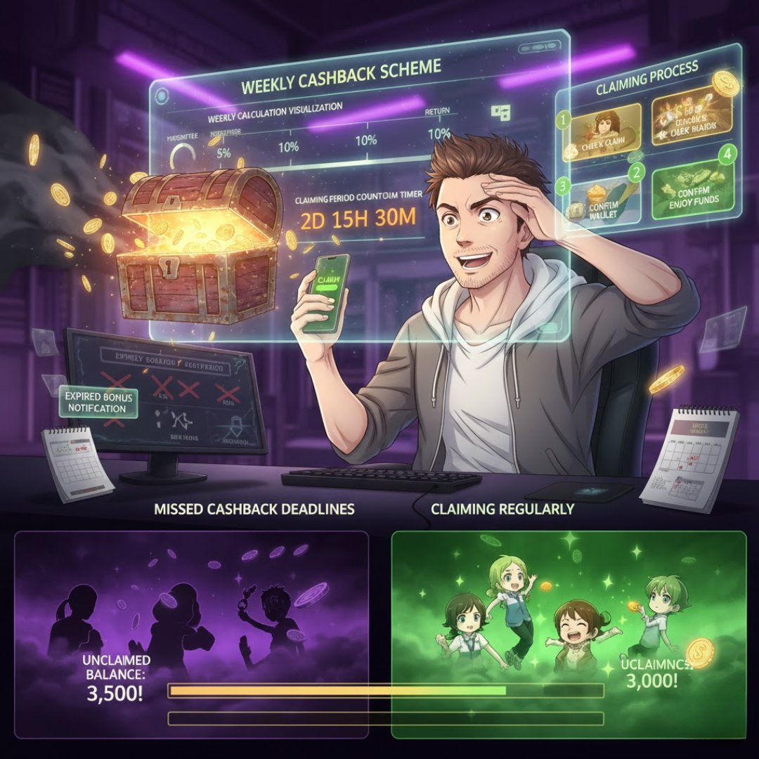Bonus Cashback Mingguan Skema & Cara Klaim yang Sering Dilupakan Pemain